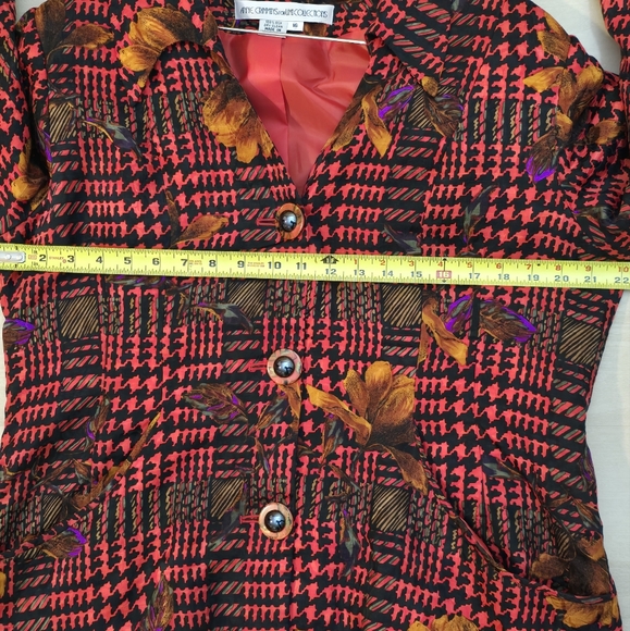 VTG 80's s ANNE CRIMMINS FOR UMI COLLECTIONS 100% SILK FLORAL SKIRT BLAZER 16 - Picture 3 of 16